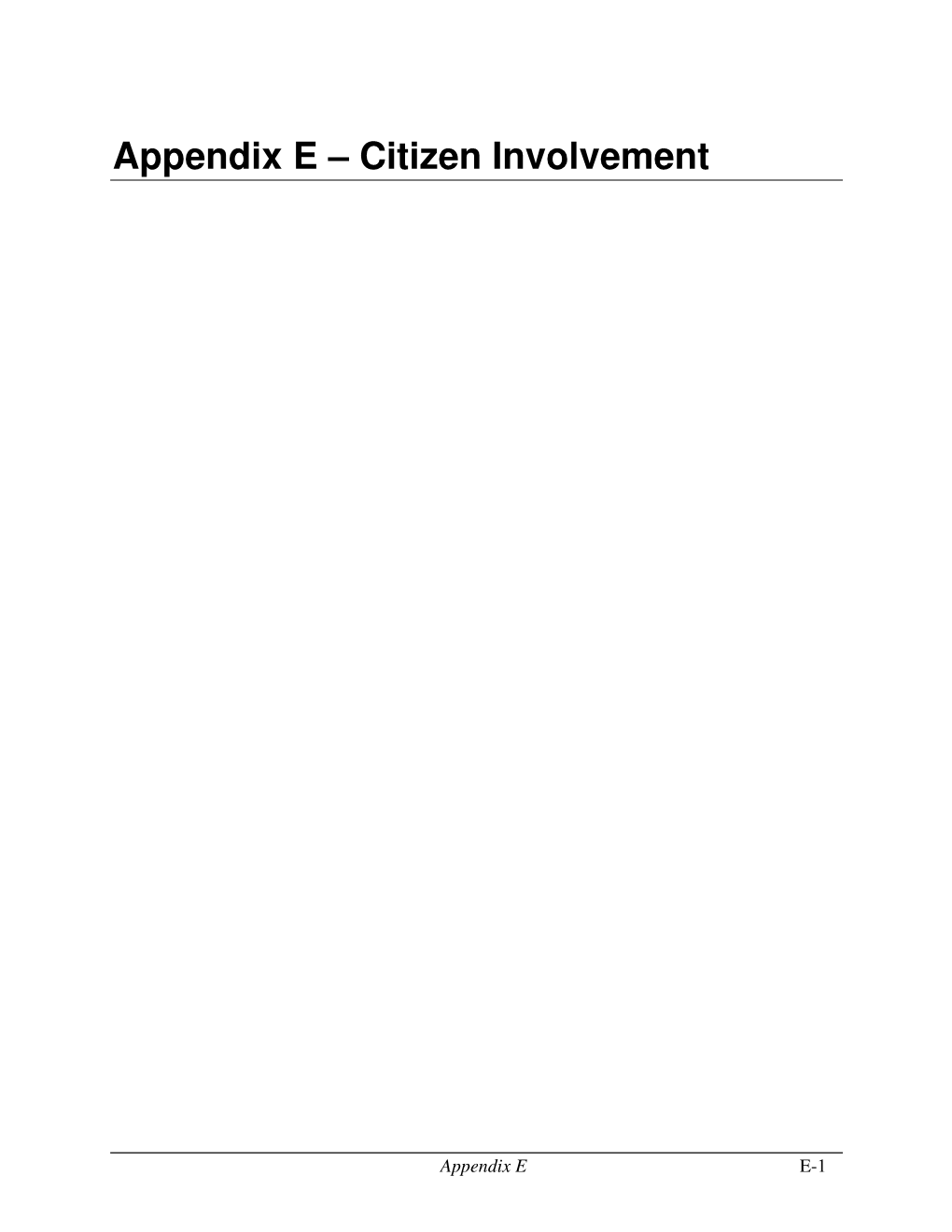 Appendix E – Citizen Involvement