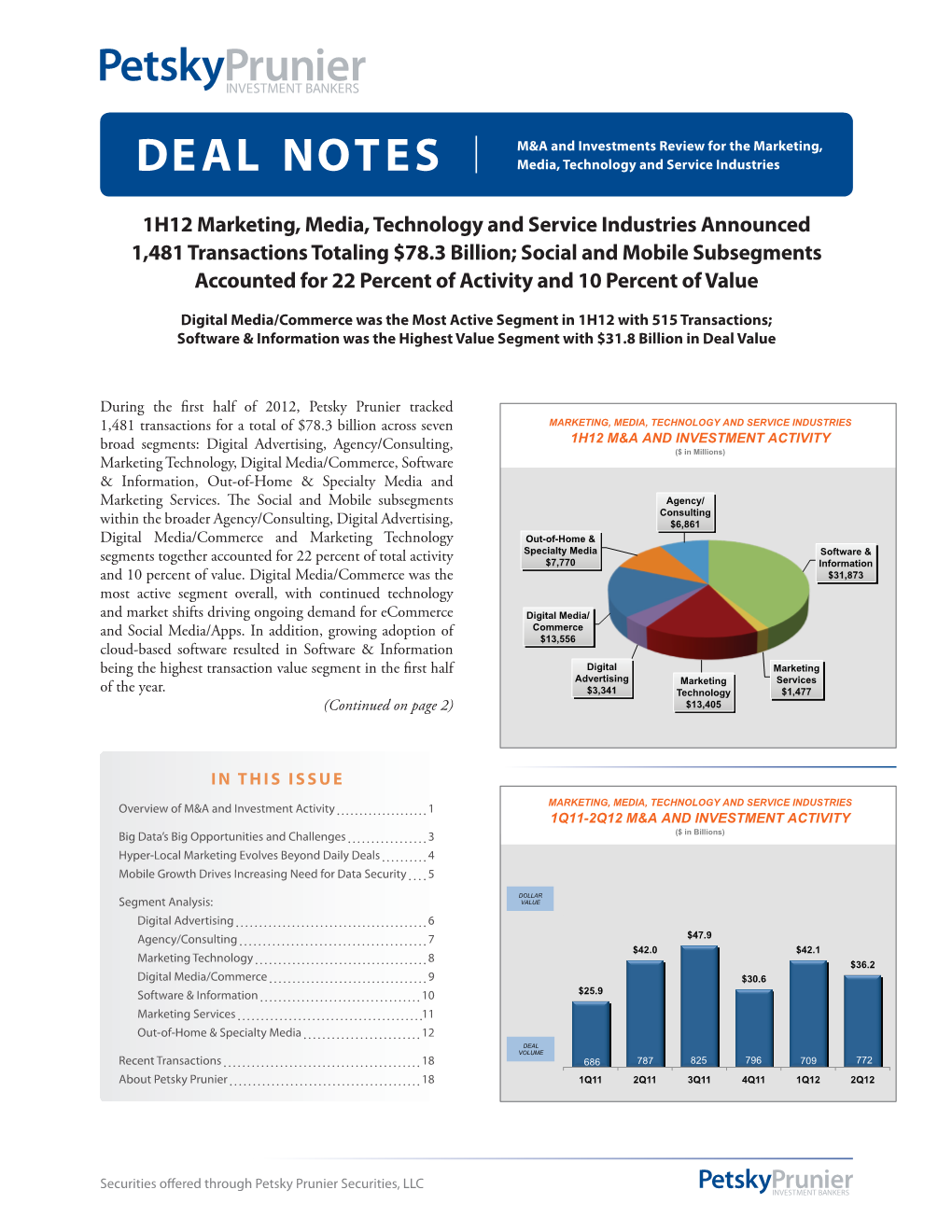 DEAL NOTES Media, Technology and Service Industries