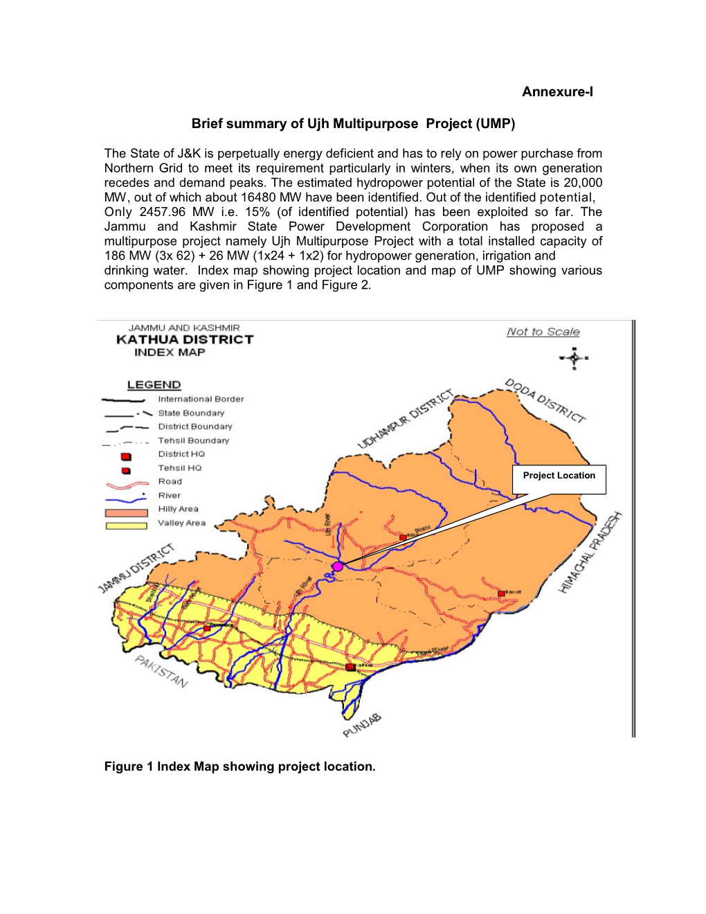 Annexure-I Brief Summary of Ujh Multipurpose Project (UMP)