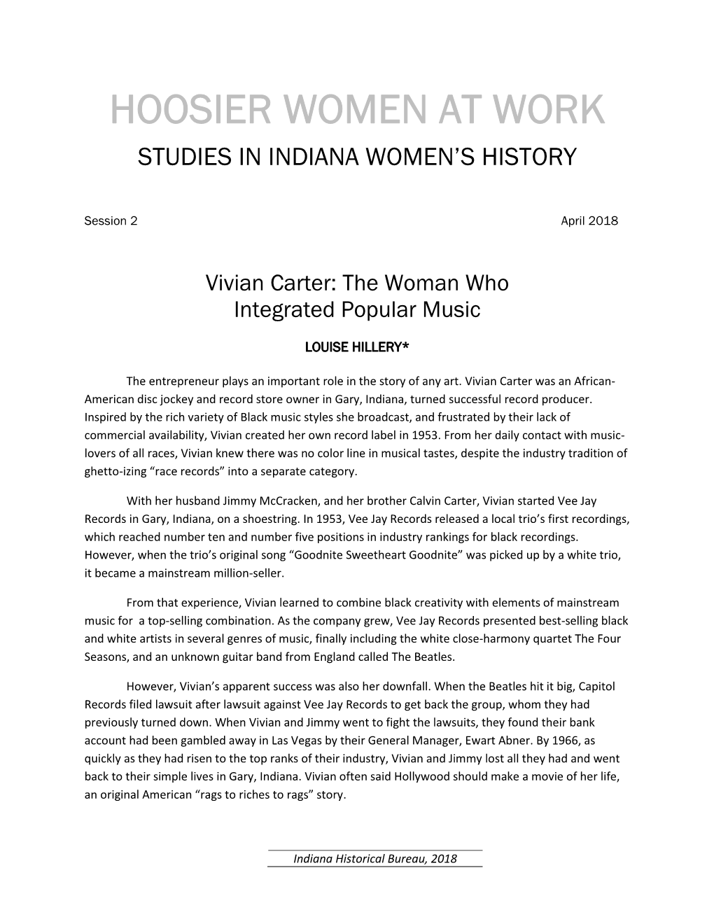 Vivian Carter: the Woman Who Integrated Popular Music