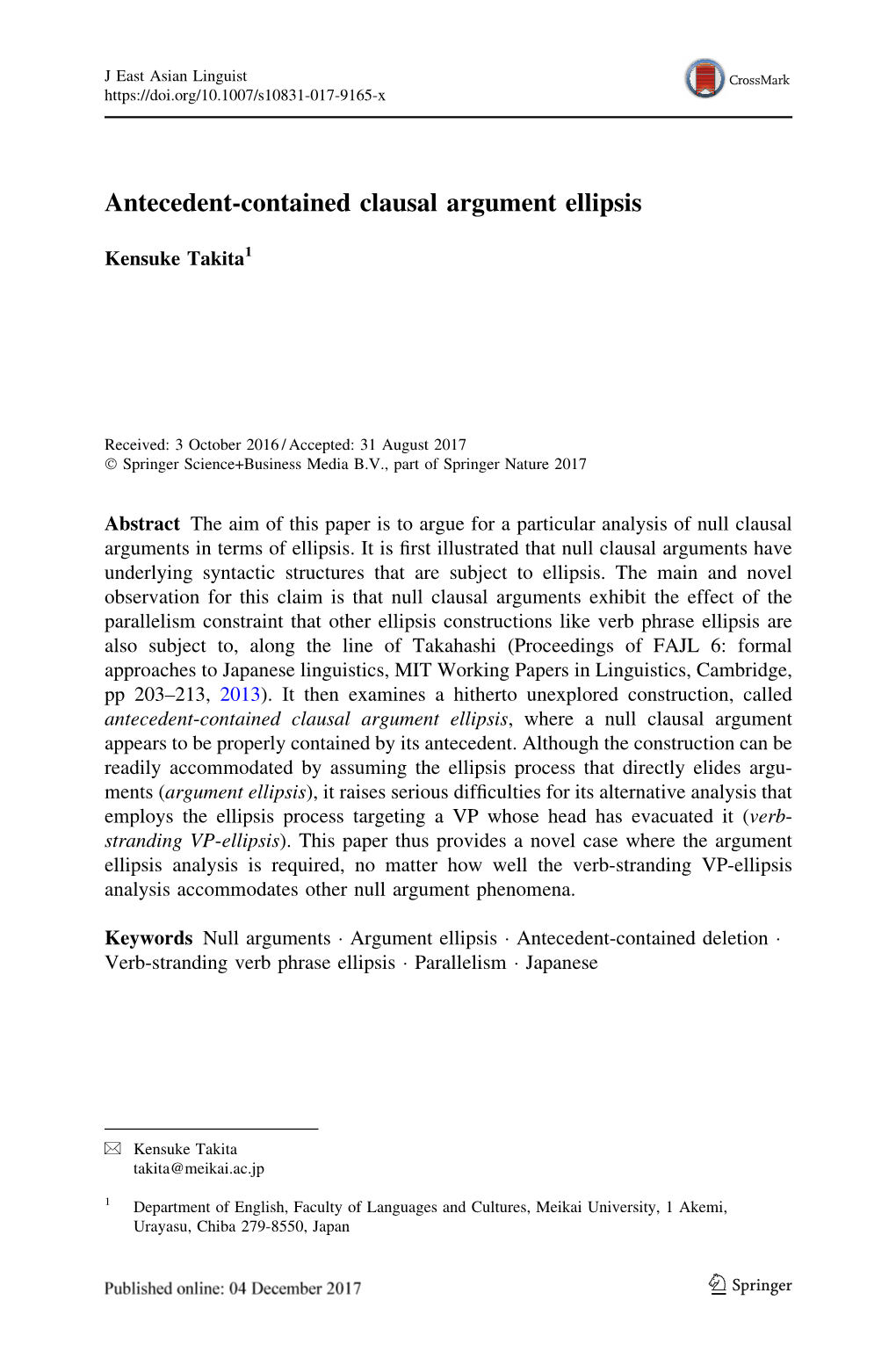 Antecedent-Contained Clausal Argument Ellipsis