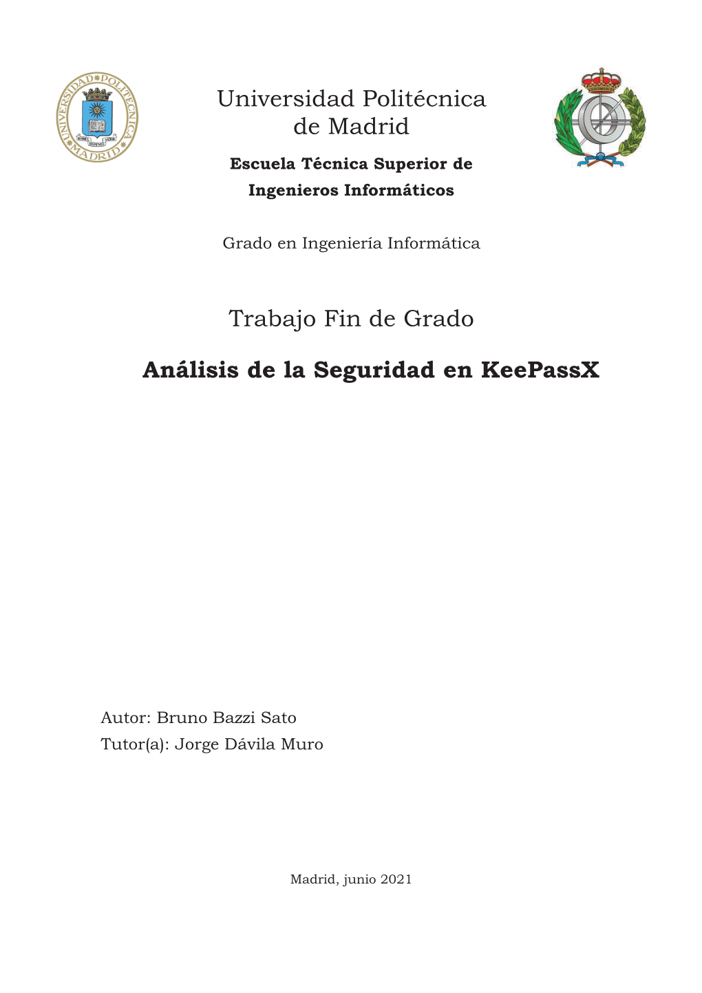 Universidad Politécnica De Madrid Trabajo Fin De Grado Análisis De La Seguridad En Keepassx