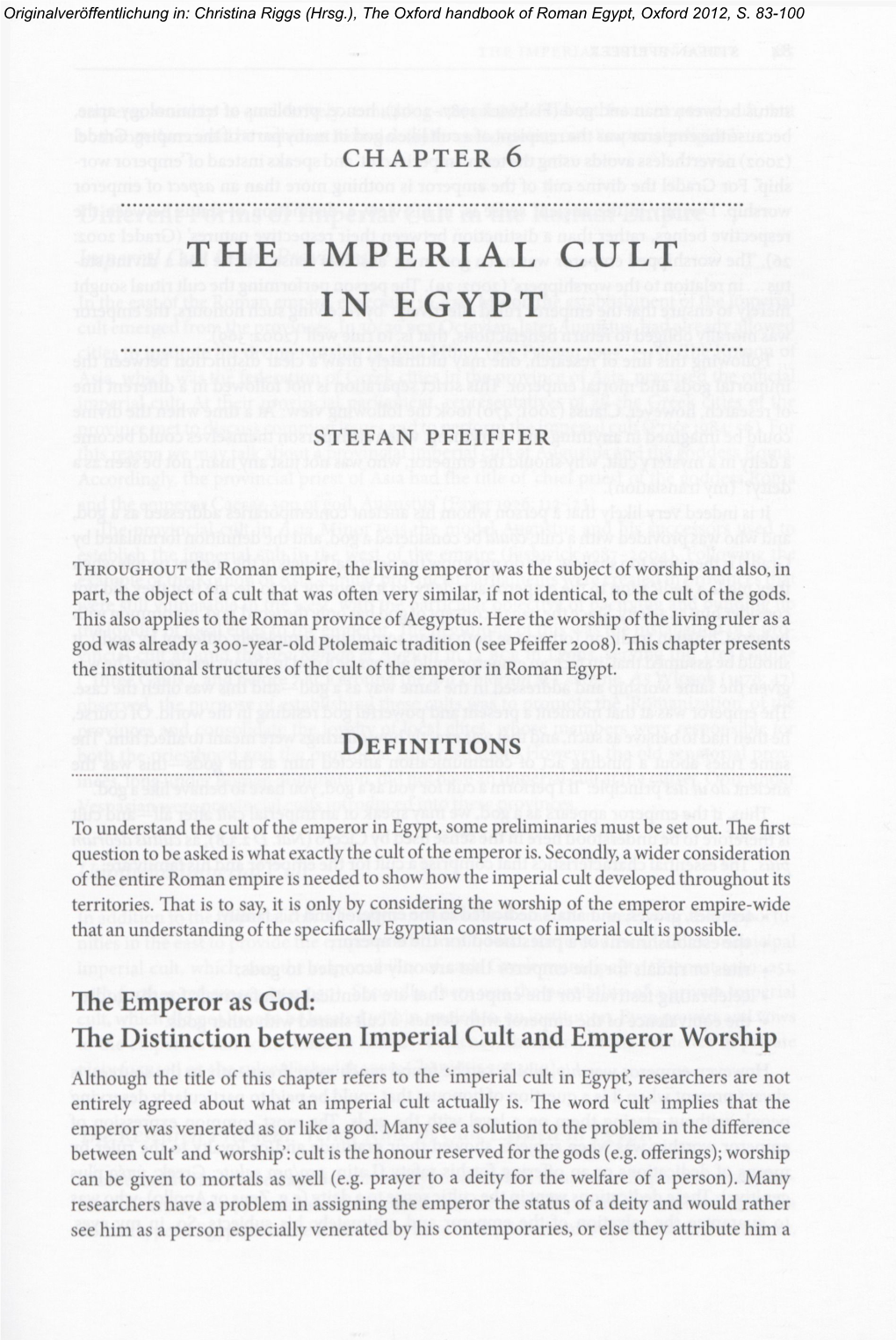 The Imperial Cult in Egypt