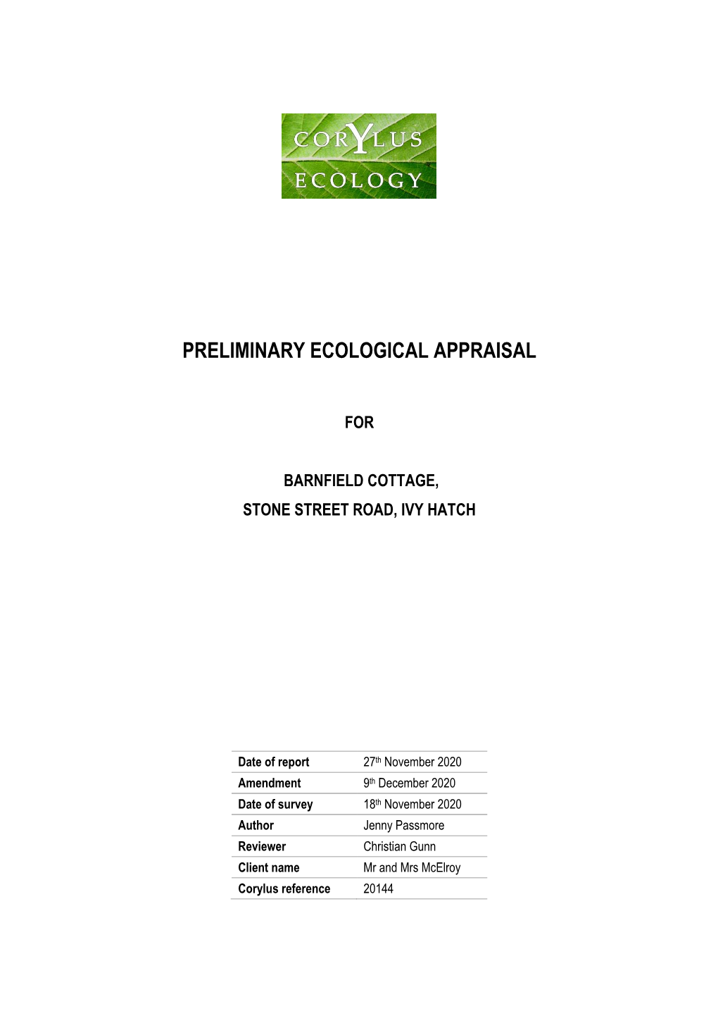Preliminary Ecological Appraisal