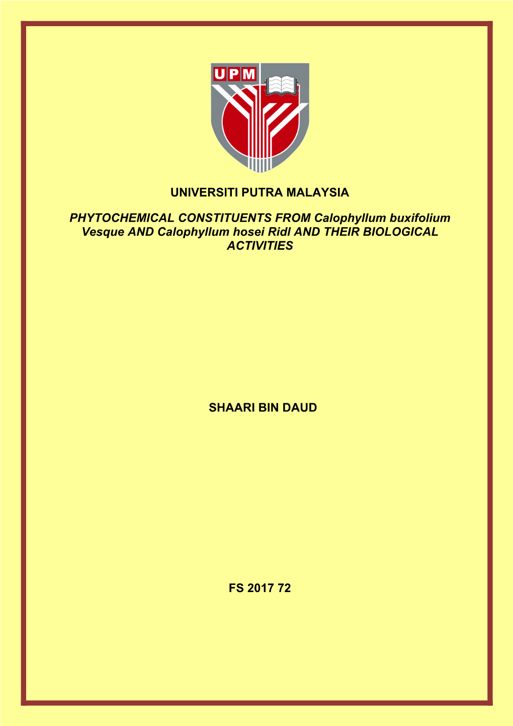 Universiti Putra Malaysia Phytochemical