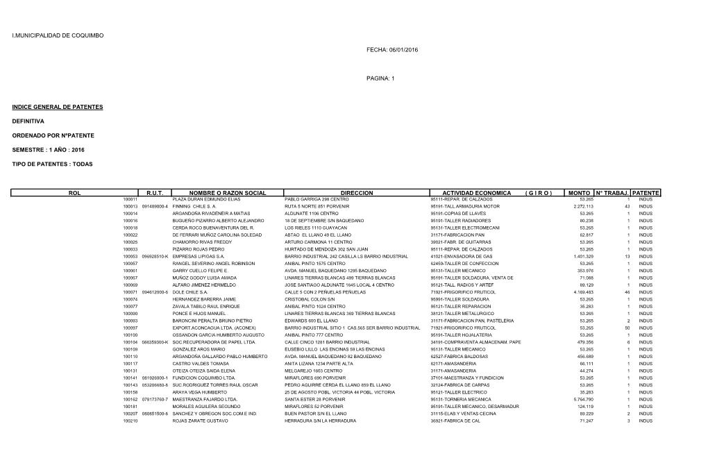 1 Indice General De Patentes Definitiva Ordenado Por