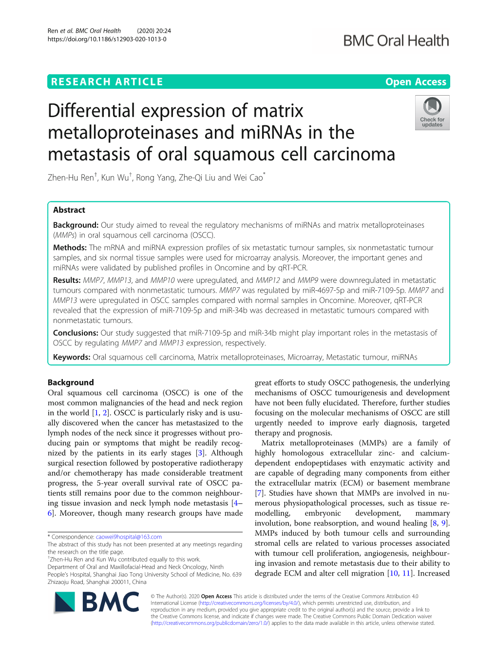 Differential Expression of Matrix Metalloproteinases and Mirnas In