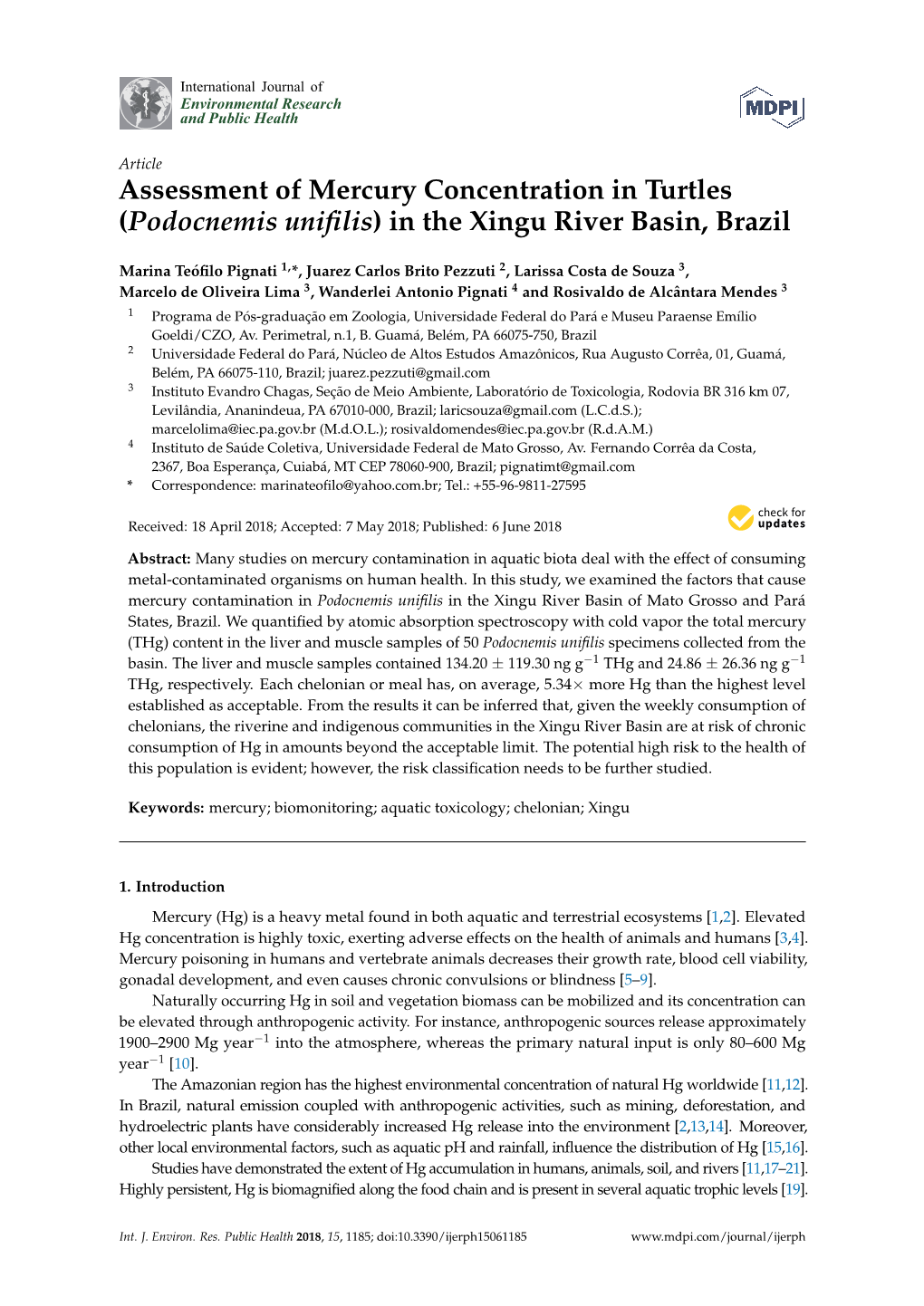 (Podocnemis Unifilis) in the Xingu River Basin, Brazil