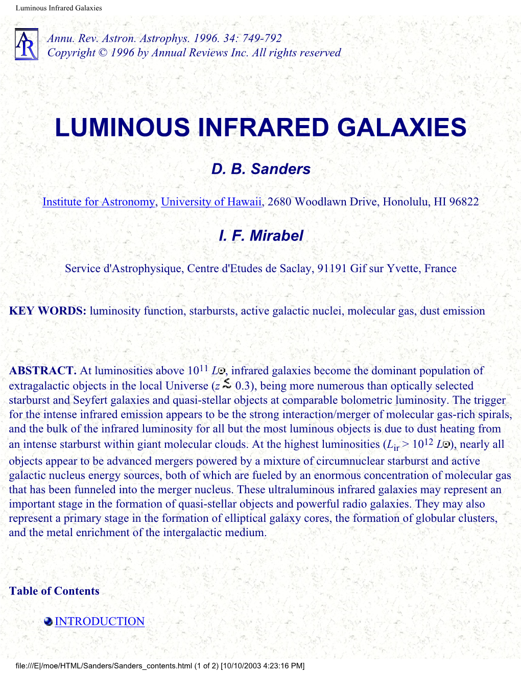 Luminous Infrared Galaxies