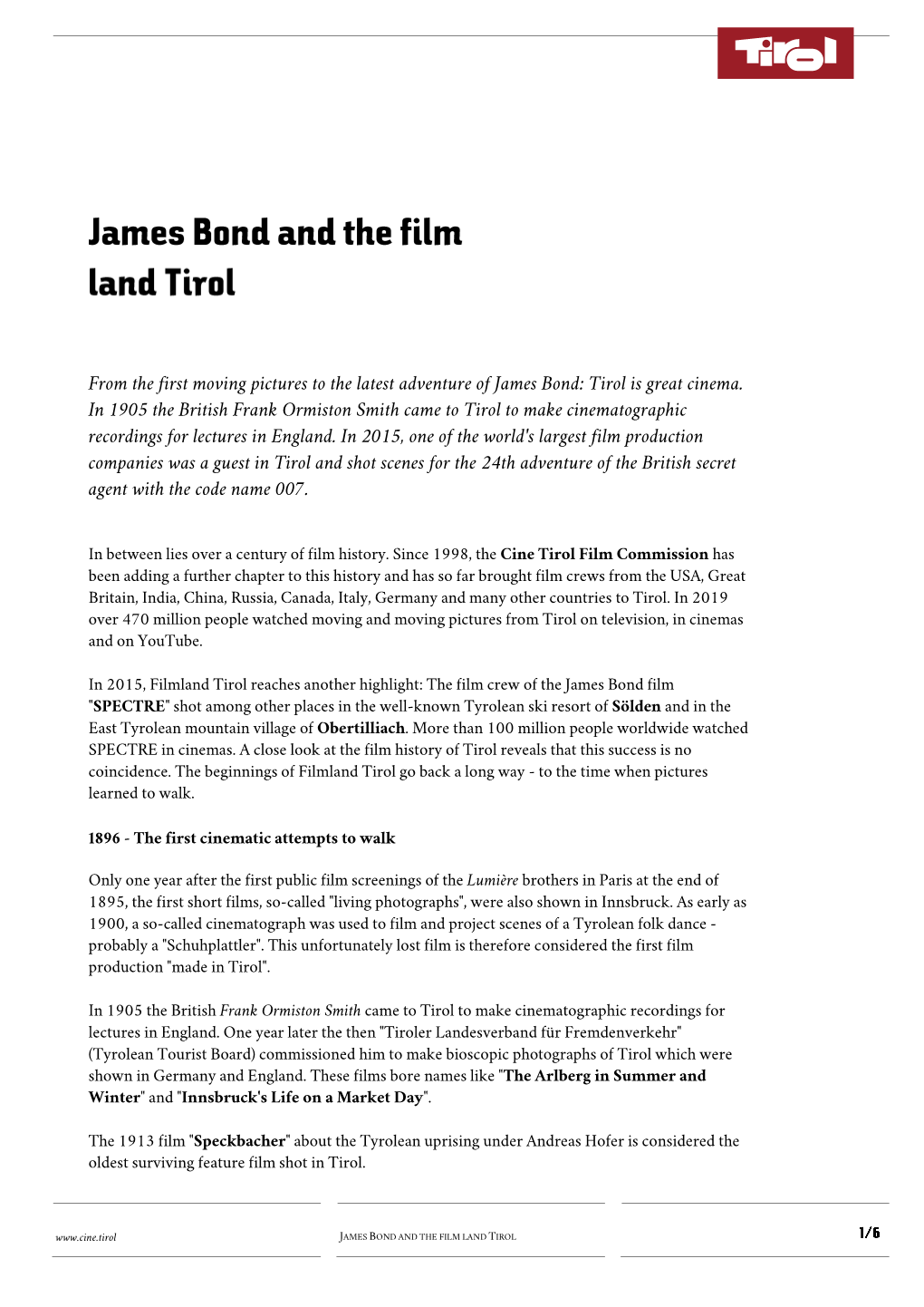 James Bond and the Film Land Tirol