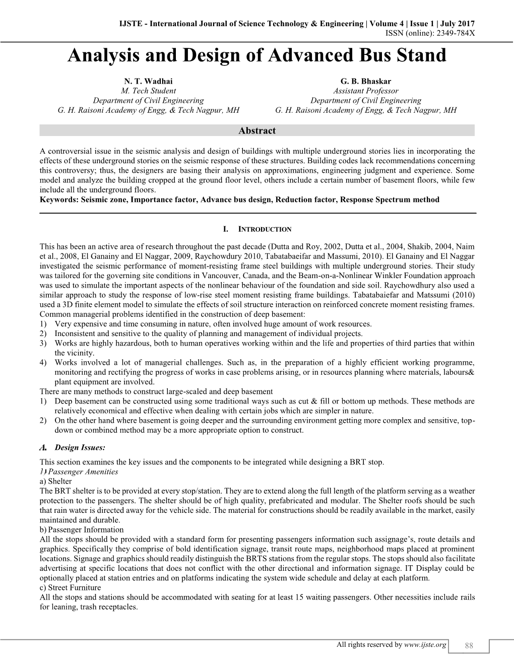 Analysis and Design of Advanced Bus Stand