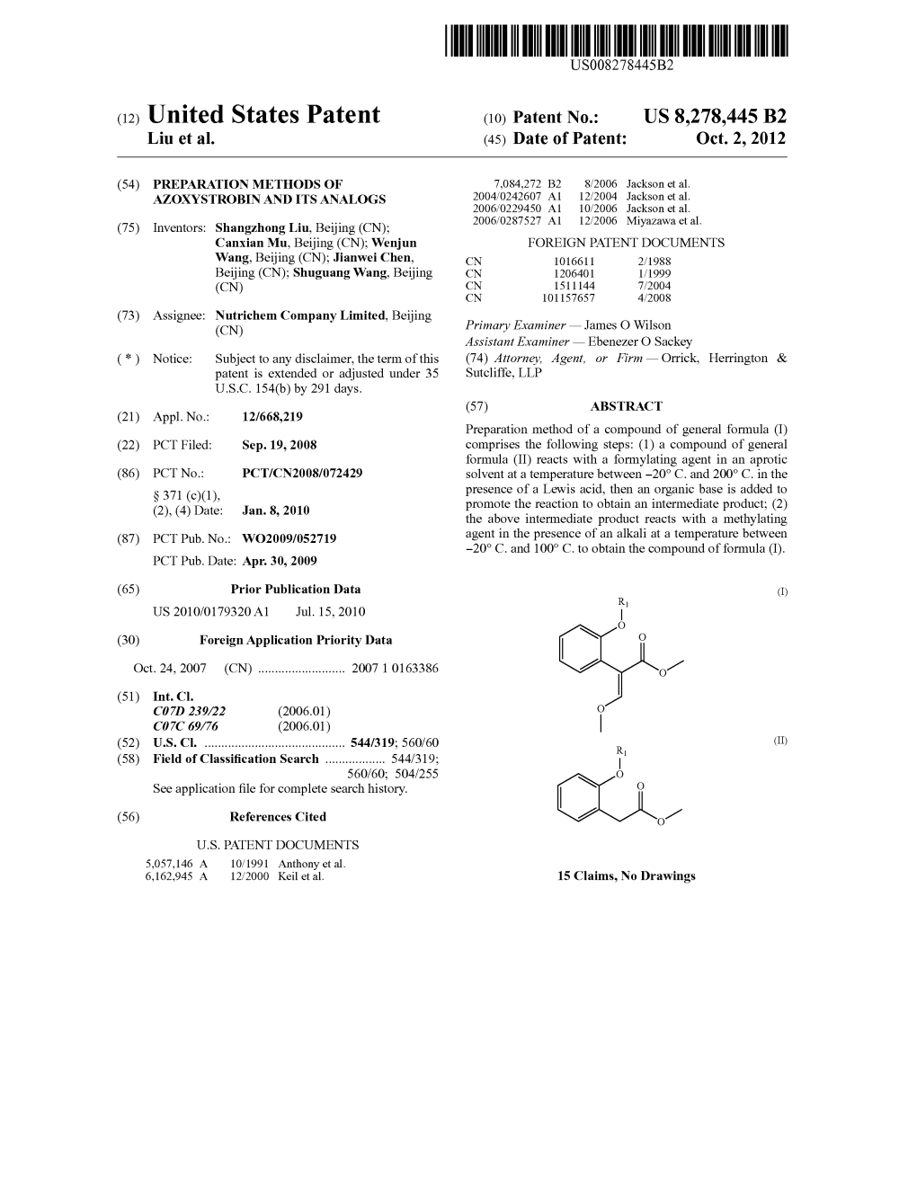 (12) United States Patent (10) Patent No.: US 8,278.445 B2 Liu Et Al