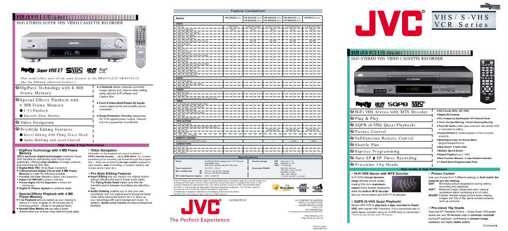 VHS/S-VHS VCR Series