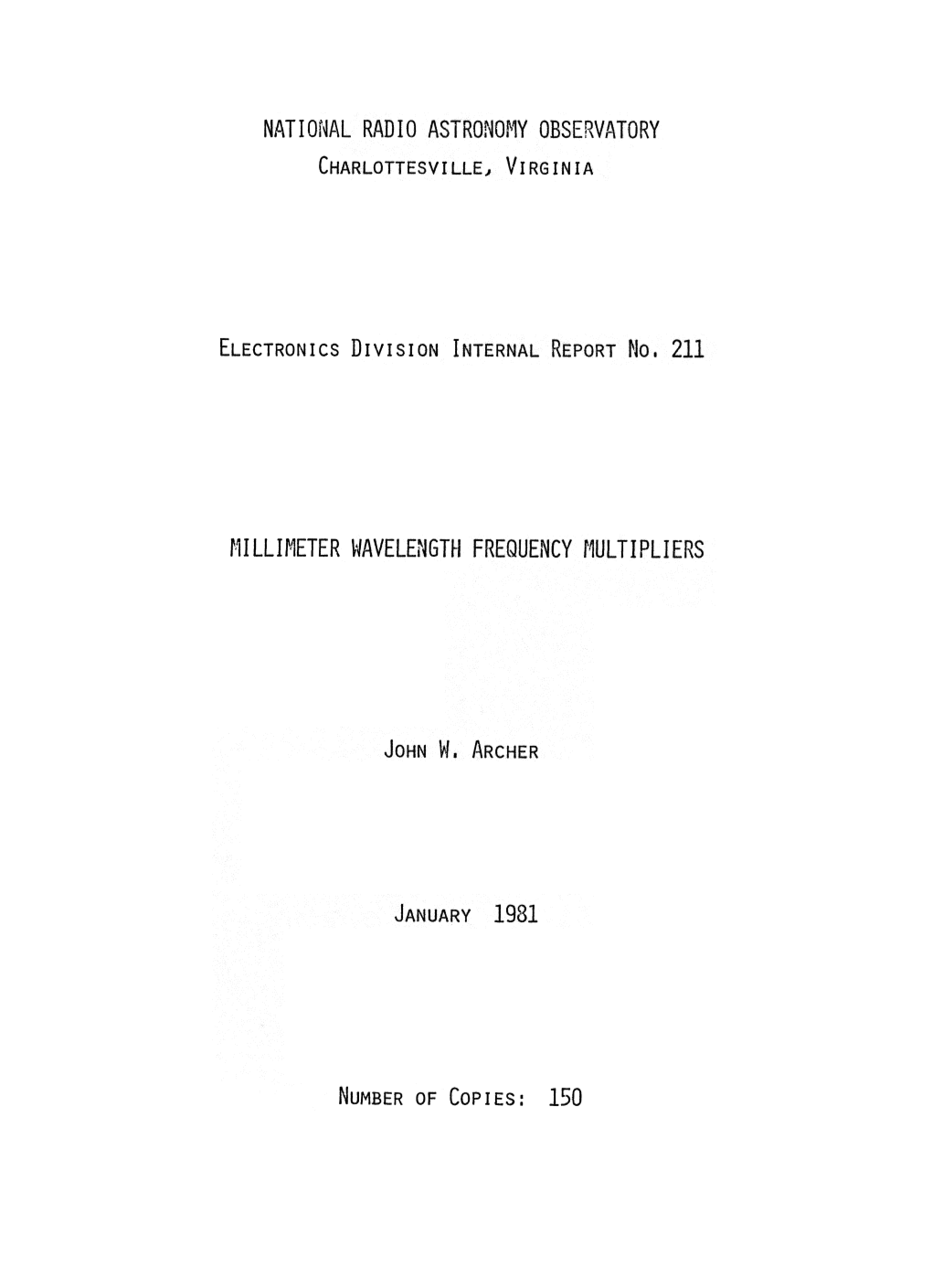 Millimeter Wavelength Frequency Multipliers