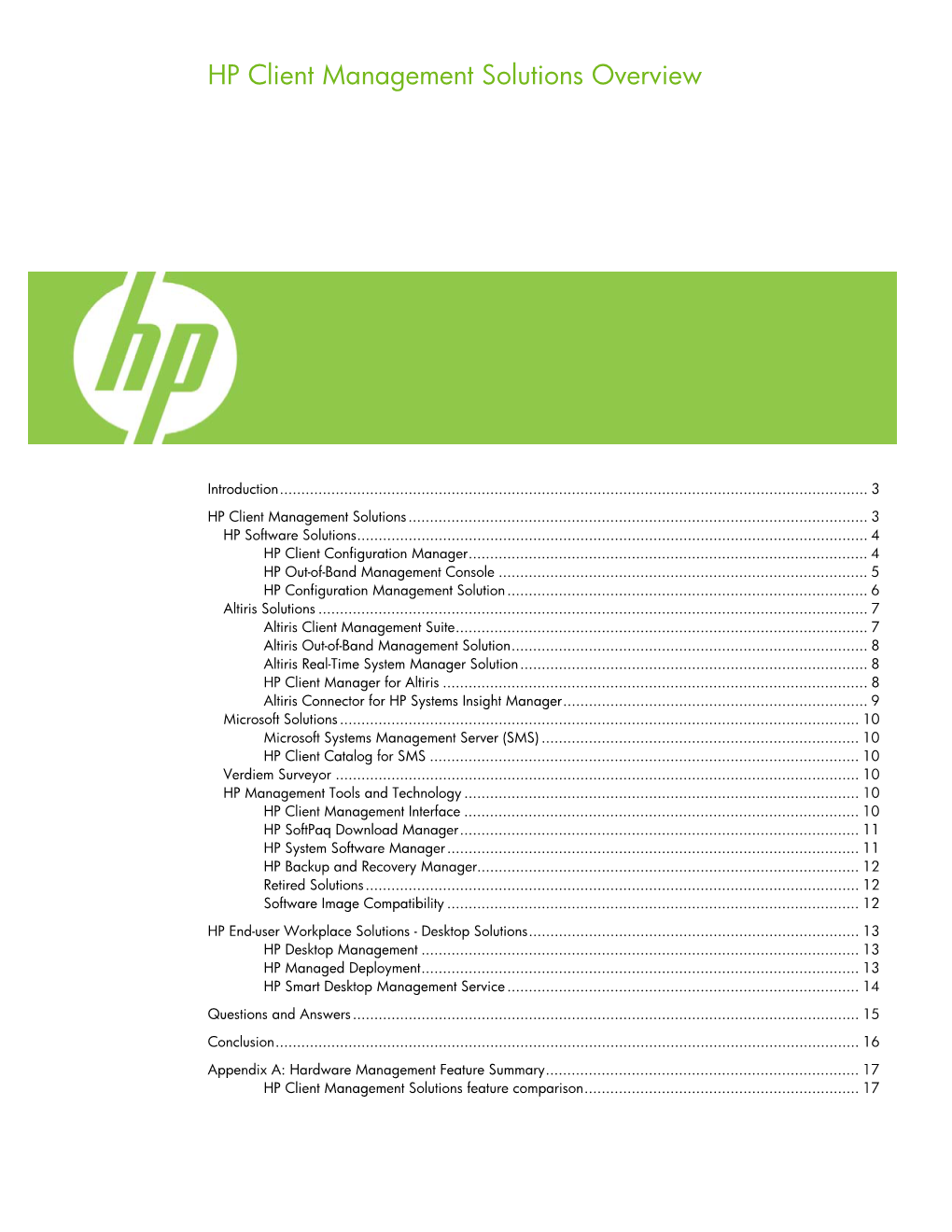 HP Client Management Solutions Overview