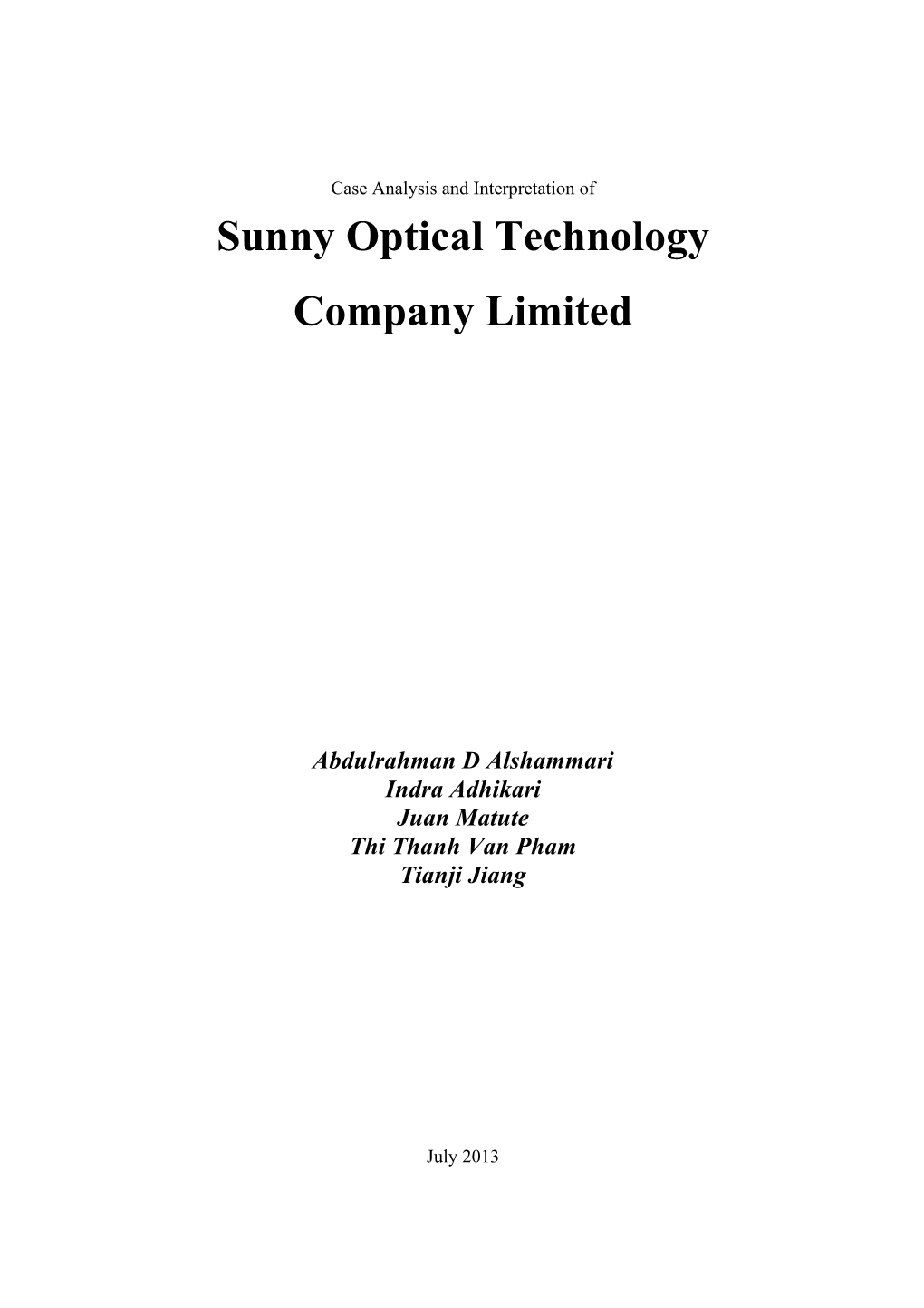 Sunny Optical Technology Company Limited