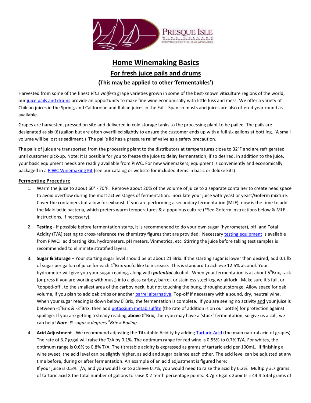 Home Winemaking Basics for Fresh Juice Pails and Drums (This May Be Applied to Other ‘Fermentables’)