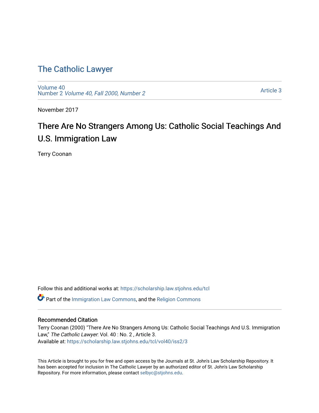 Catholic Social Teachings and US Immigration