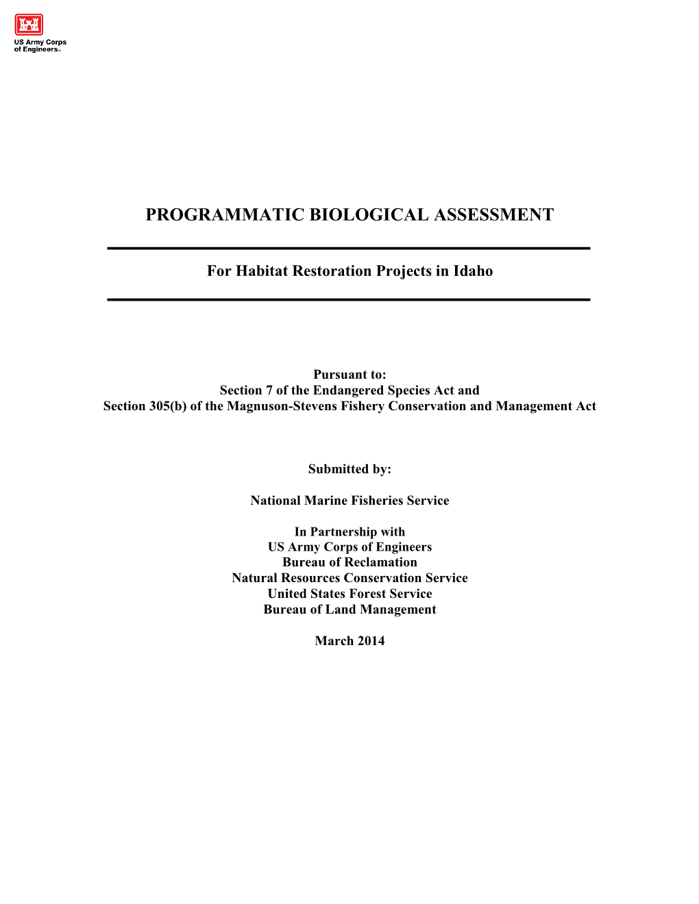 ID Habitat Programmatic NMFS Biological Assessment Final