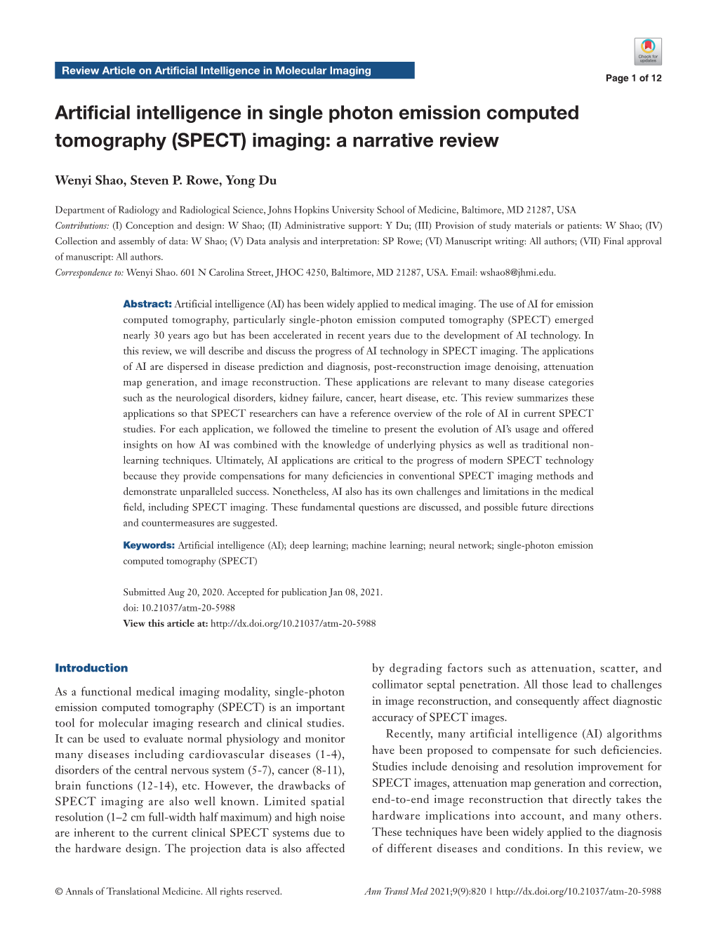 (SPECT) Imaging: a Narrative Review