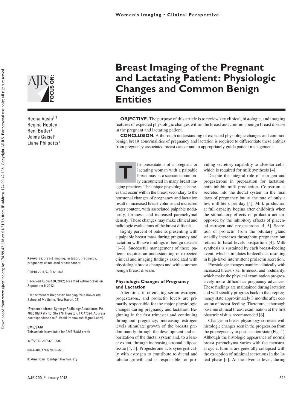 Breast Imaging of the Pregnant and Lactating Patient