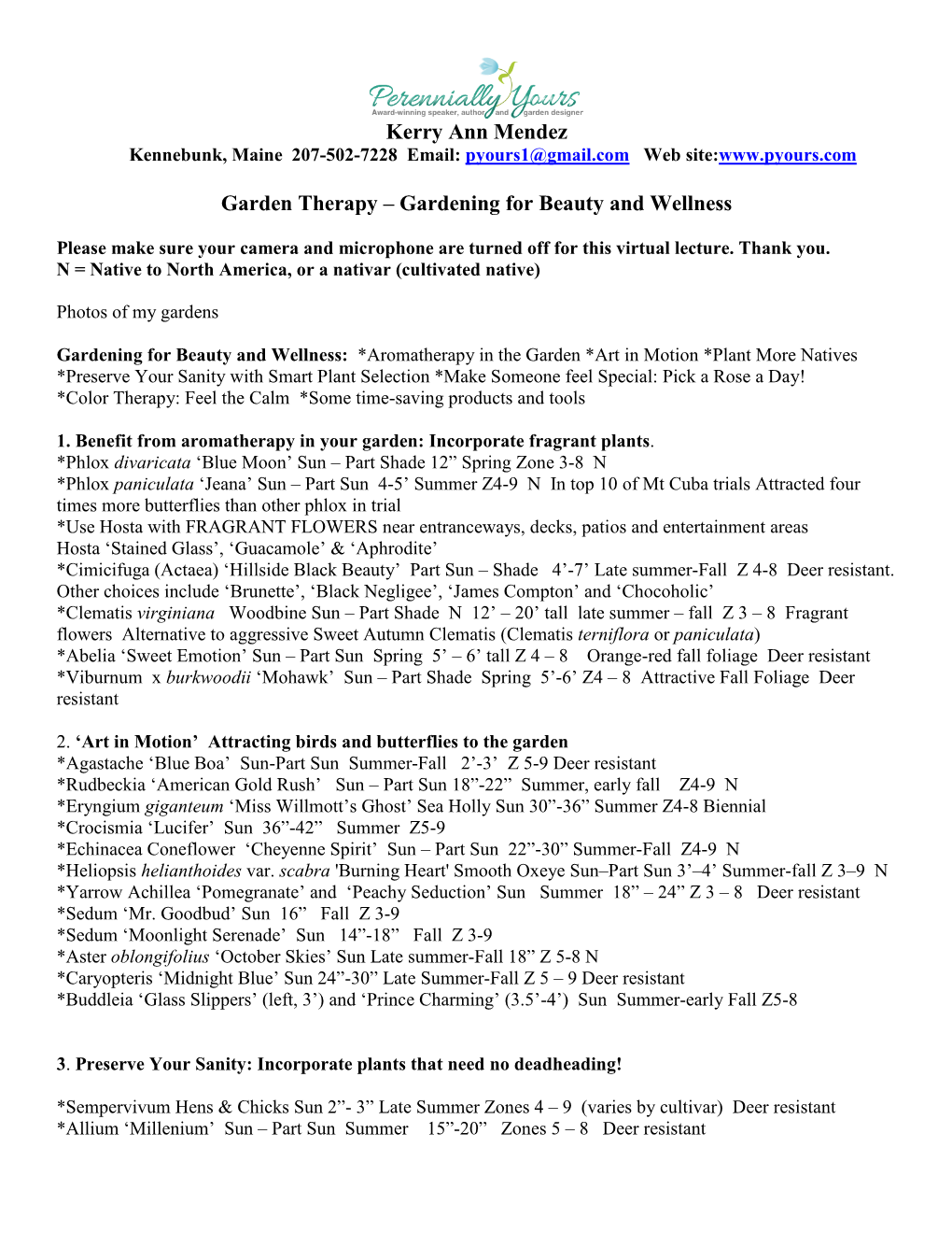 To Read the 2020 Gardening Therapy Handout K Mendez