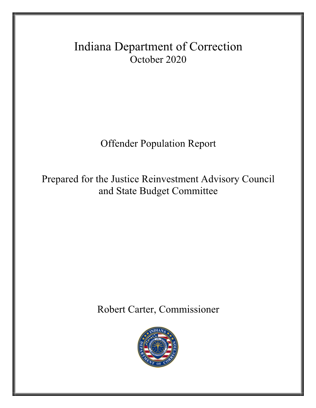 Indiana Department of Correction October 2020