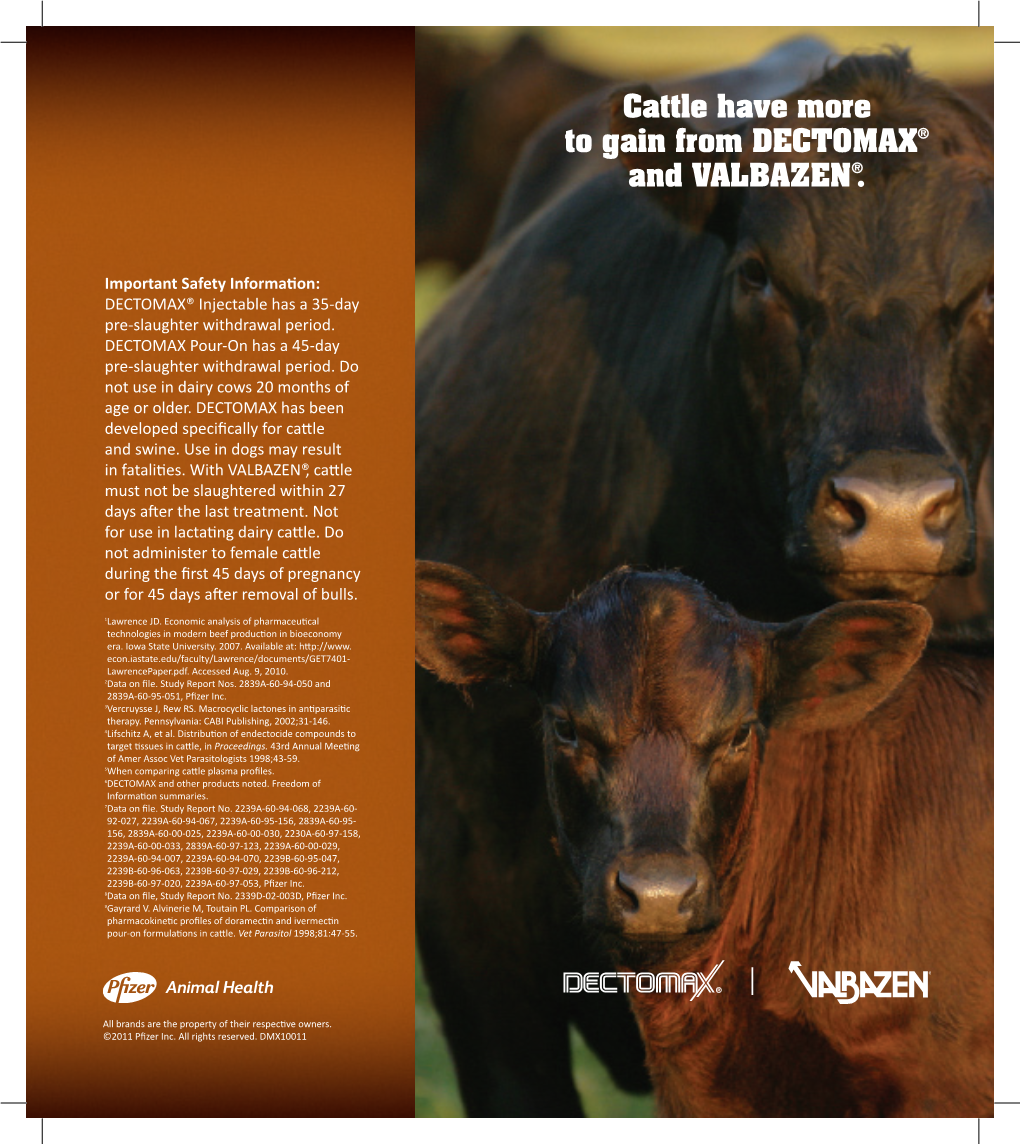 Cattle Have More to Gain from DECTOMAX® and VALBAZEN®