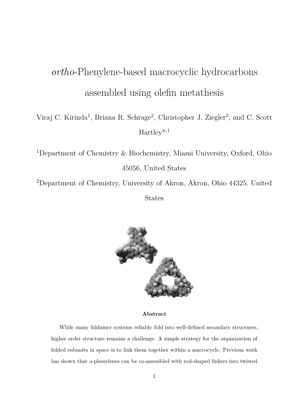 Ortho-Phenylene-Based Macrocyclic Hydrocarbons Assembled Using Oleﬁn Metathesis