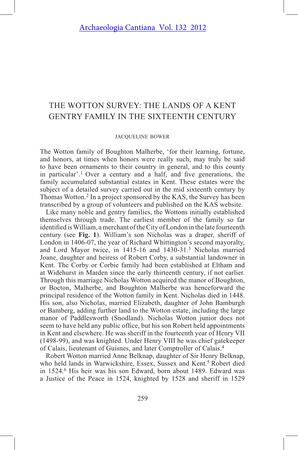 The Wotton Survey: the Lands of a Kent Gentry Family in the Sixteenth Century