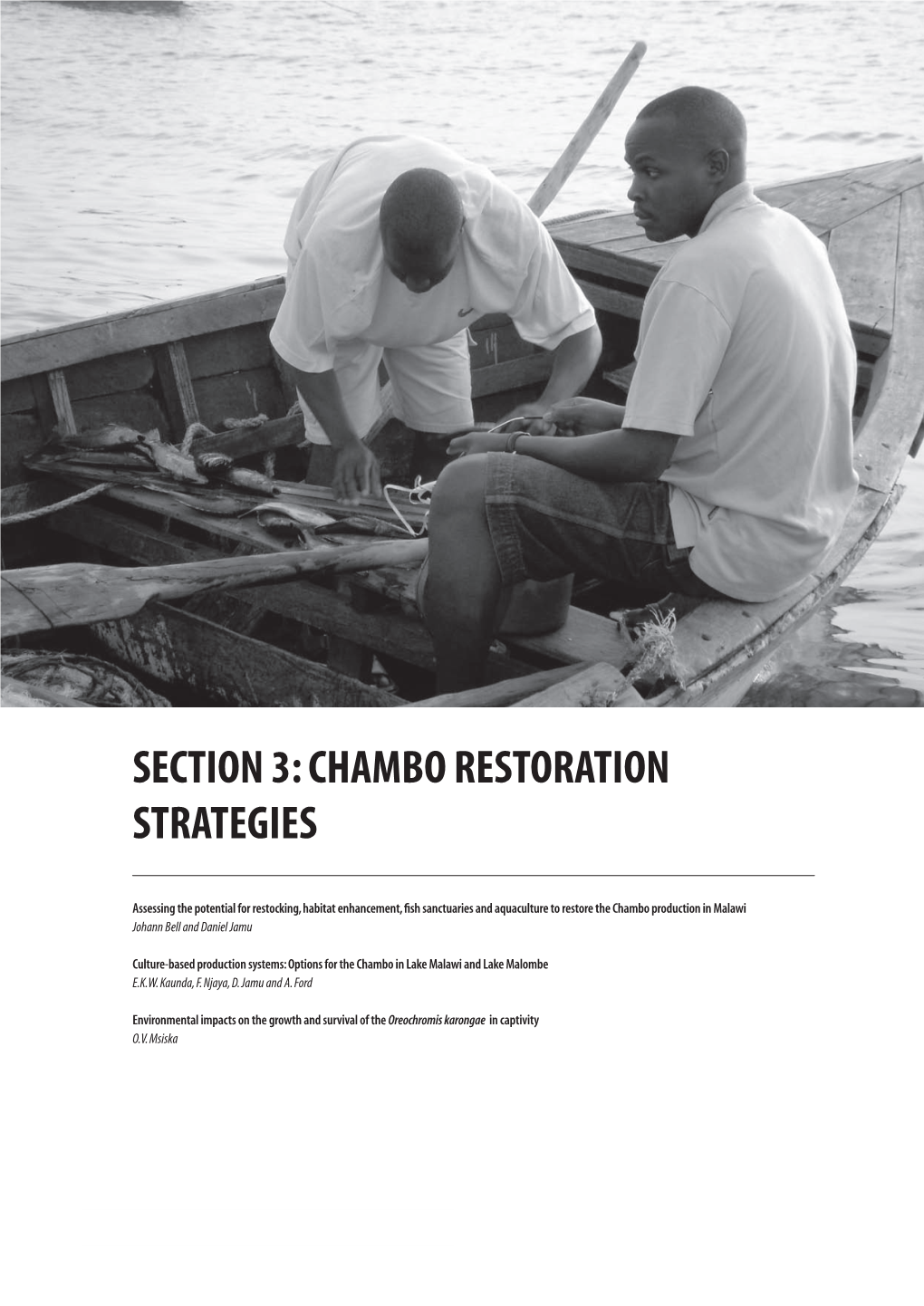 Section 3: Chambo Restoration Strategies