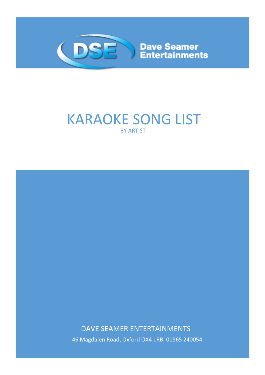 Karaoke Song List by Artist