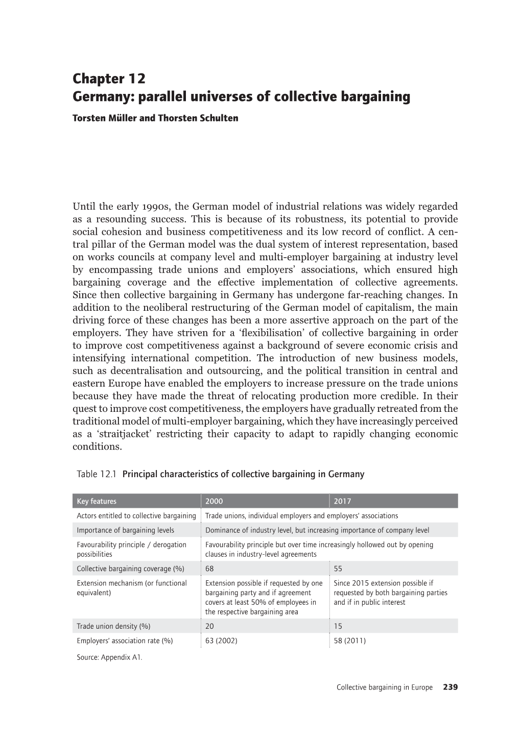 Chapter 12 Germany: Parallel Universes of Collective Bargaining Torsten Müller and Thorsten Schulten