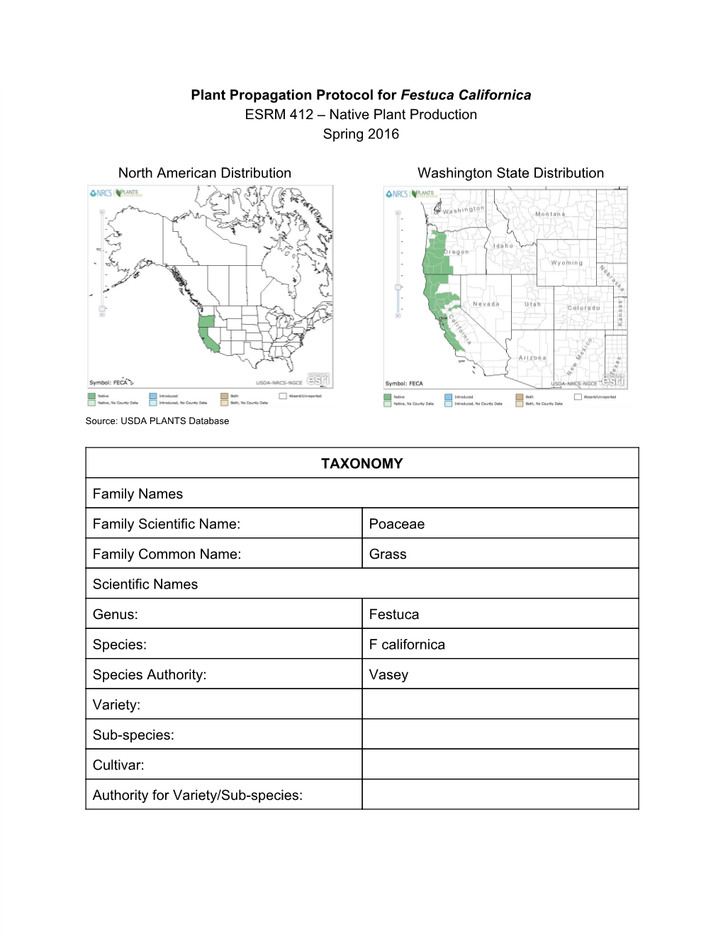 Plant Propagation Protocol for ​Festuca Californica ESRM 412