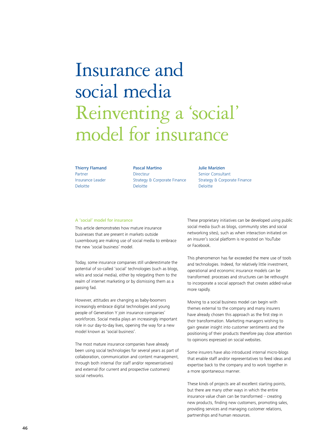 Insurance and Social Media Reinventing a ‘Social’ Model for Insurance