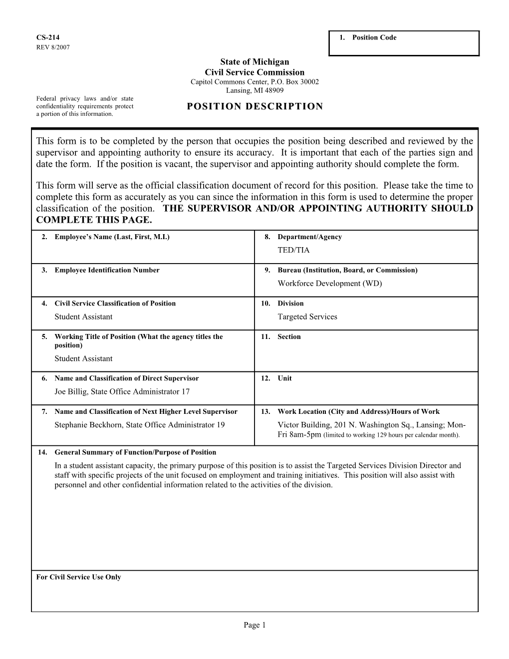 CS-214 Position Description Form s28