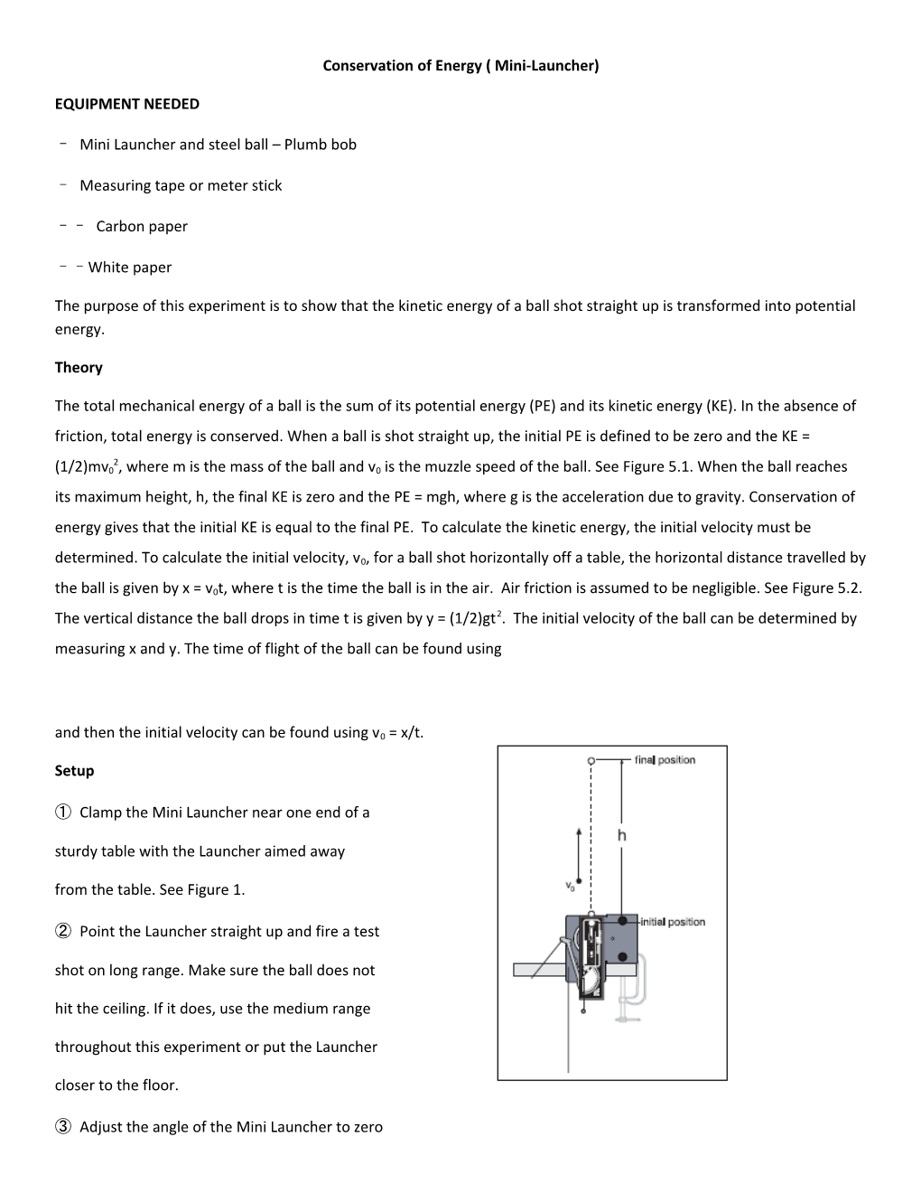 Conservation of Energy ( Mini-Launcher)