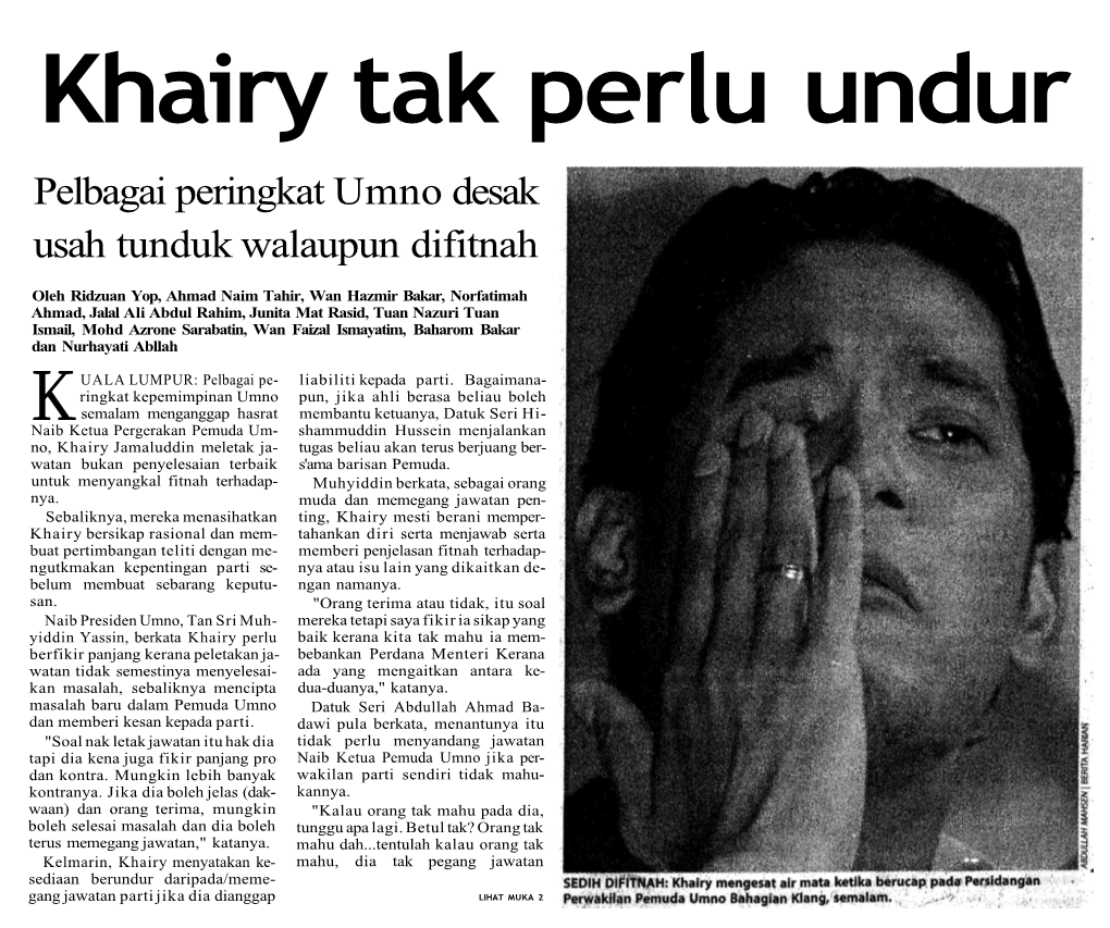 Khairy Tak Perlu Undur Pelbagai Peringkat Umno Desak Usah Tunduk Walaupun Difitnah