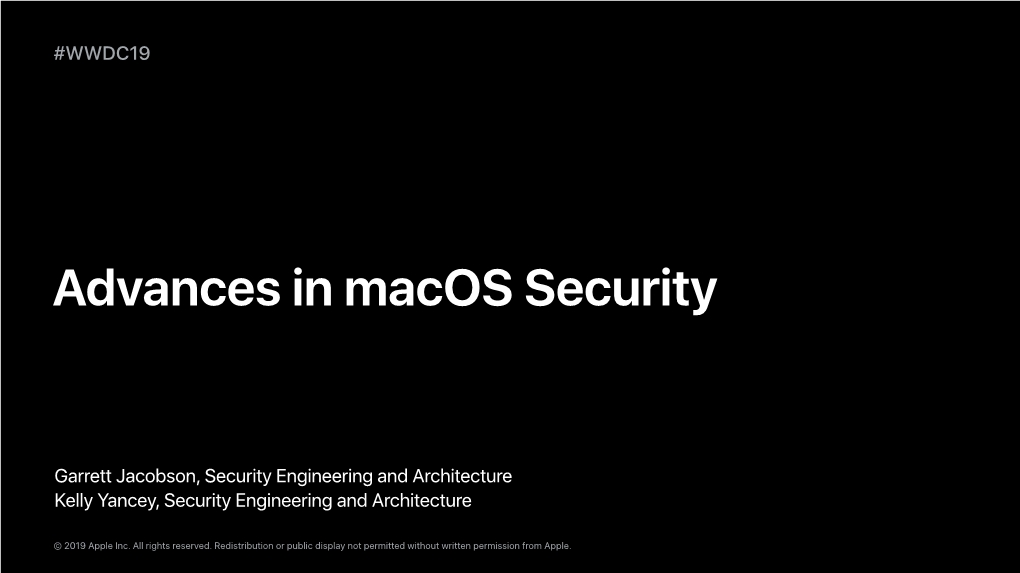 Advances in Macos Security