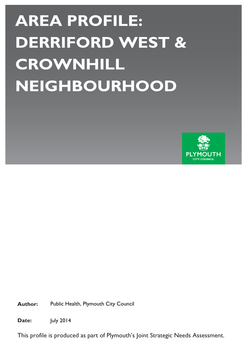 Area Profile: Derriford West & Crownhill Neighbourhood