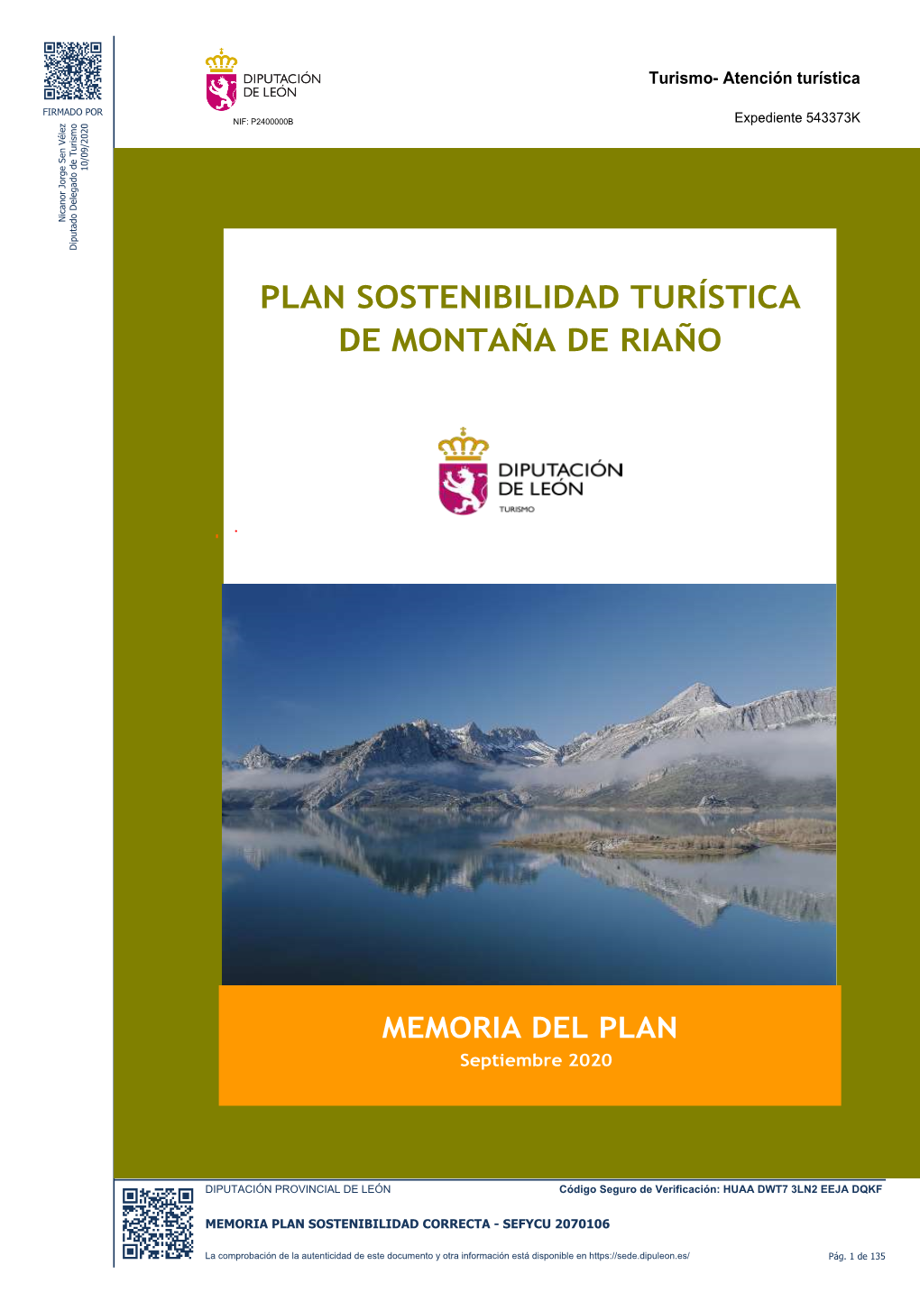Plan Sostenibilidad Turística Montaña De Riaño MEMORIA Nicanor Jorge Sen Vélez