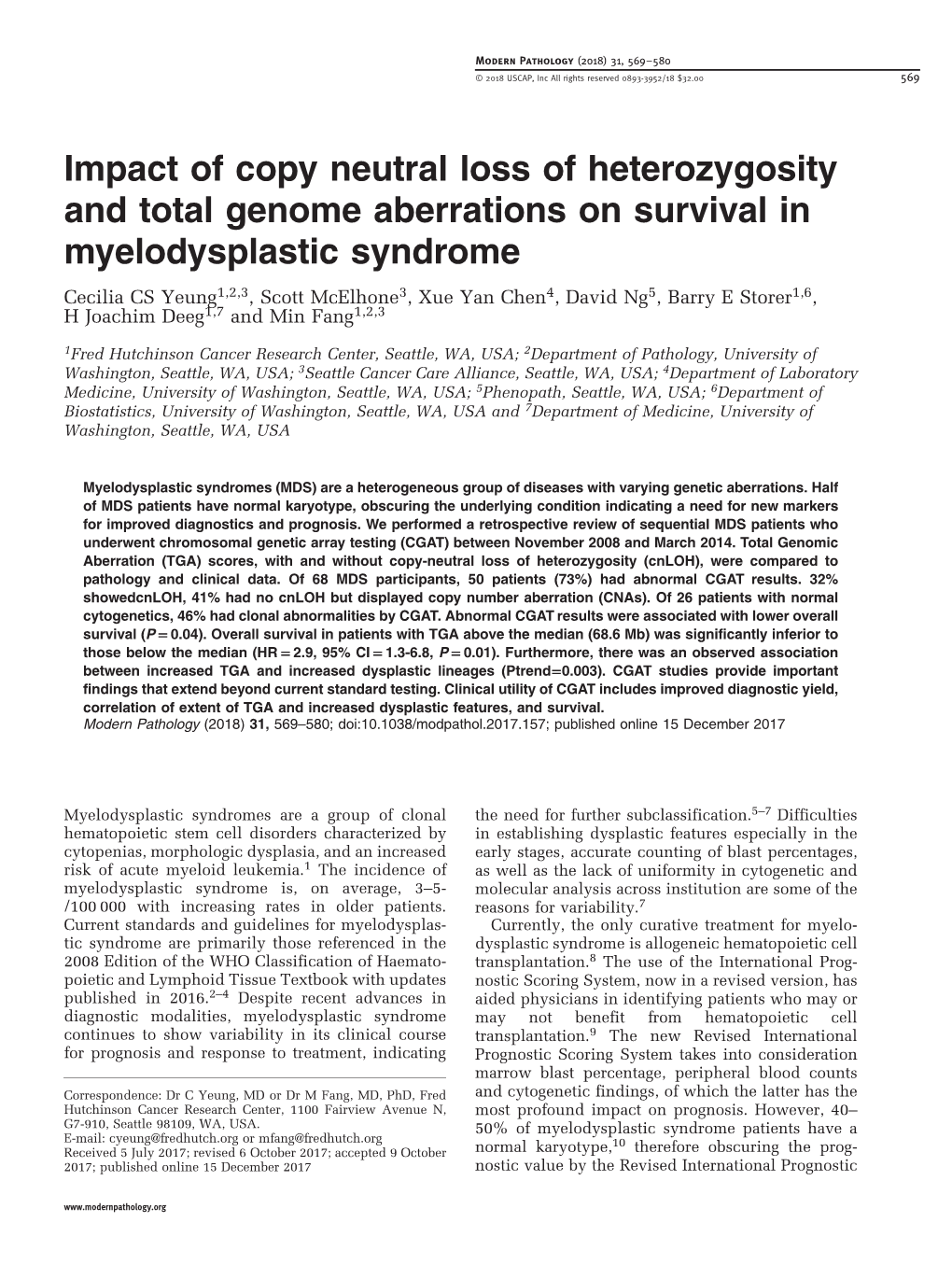 Impact of Copy Neutral Loss of Heterozygosity and Total Genome