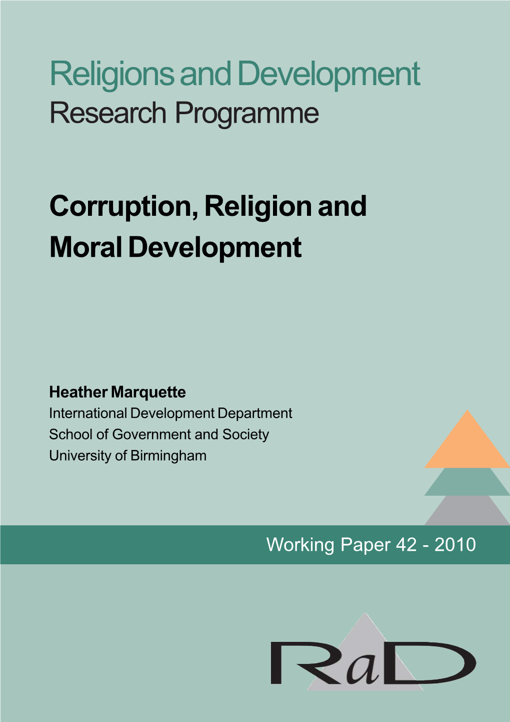 Corruption, Religion and Moral Development