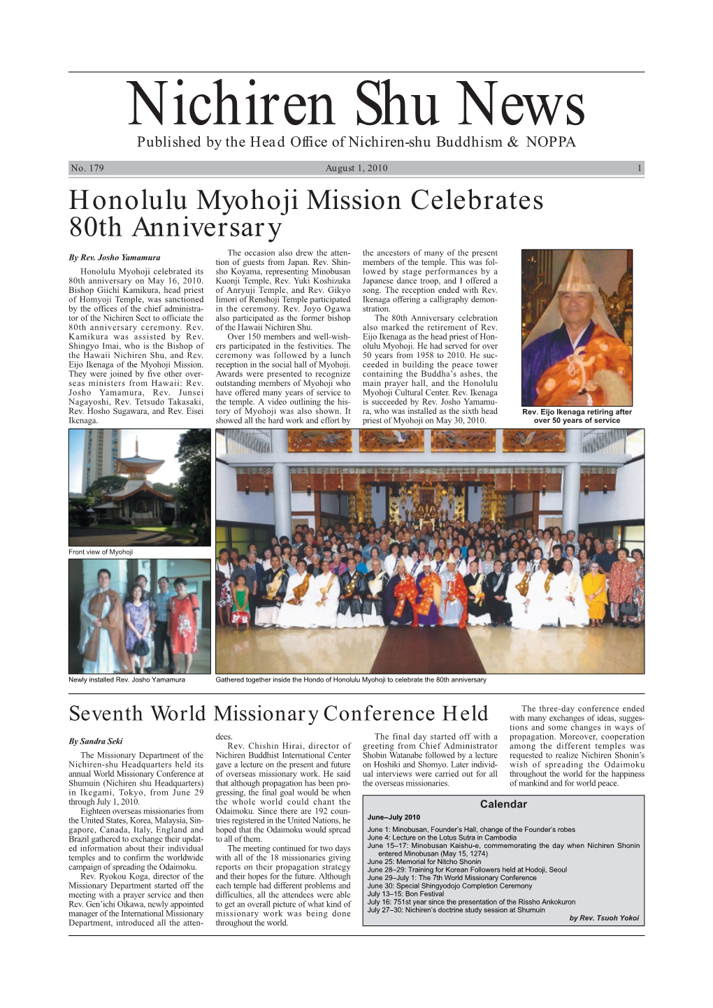 Honolulu Myohoji Mission Celebrates 80Th Anniversary the Occasion Also Drew the Atten- the Ancestors of Many of the Present by Rev