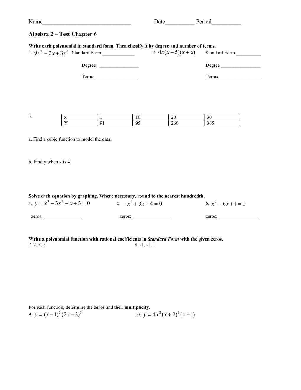 Write Each Polynomial In Standard Form