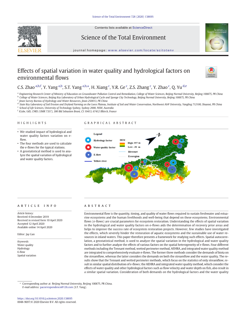 Effects of Spatial Variation in Water Quality and Hydrological Factors on Environmental Flows