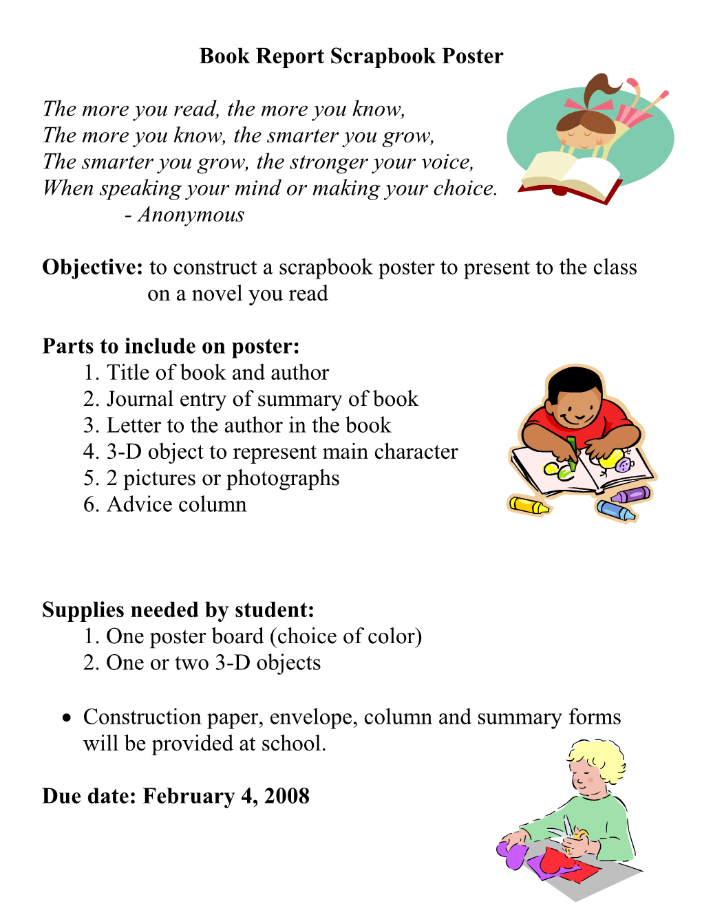 Book Report Scrapbook Poster