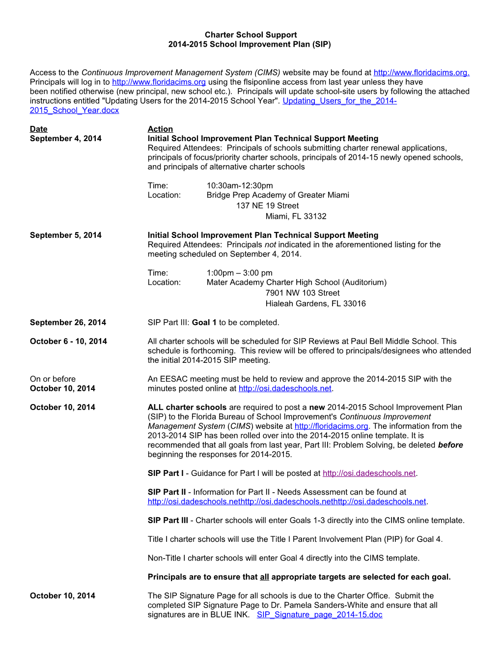 2014-2015 School Improvement Plan (SIP)