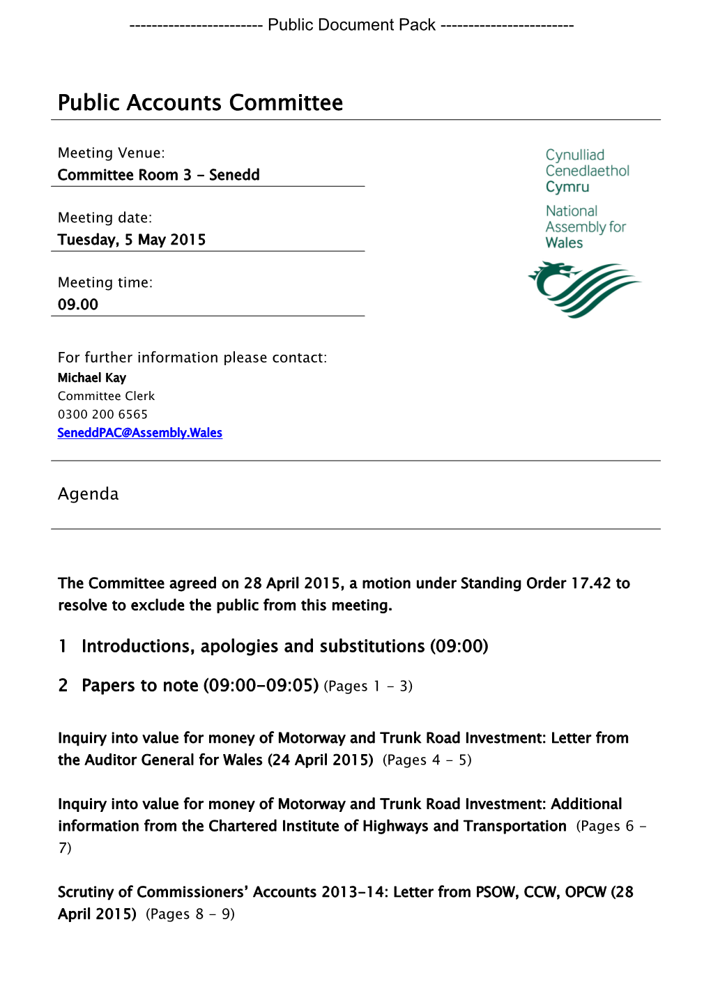 (Public Pack)Agenda Document for Public Accounts Committee, 05/05