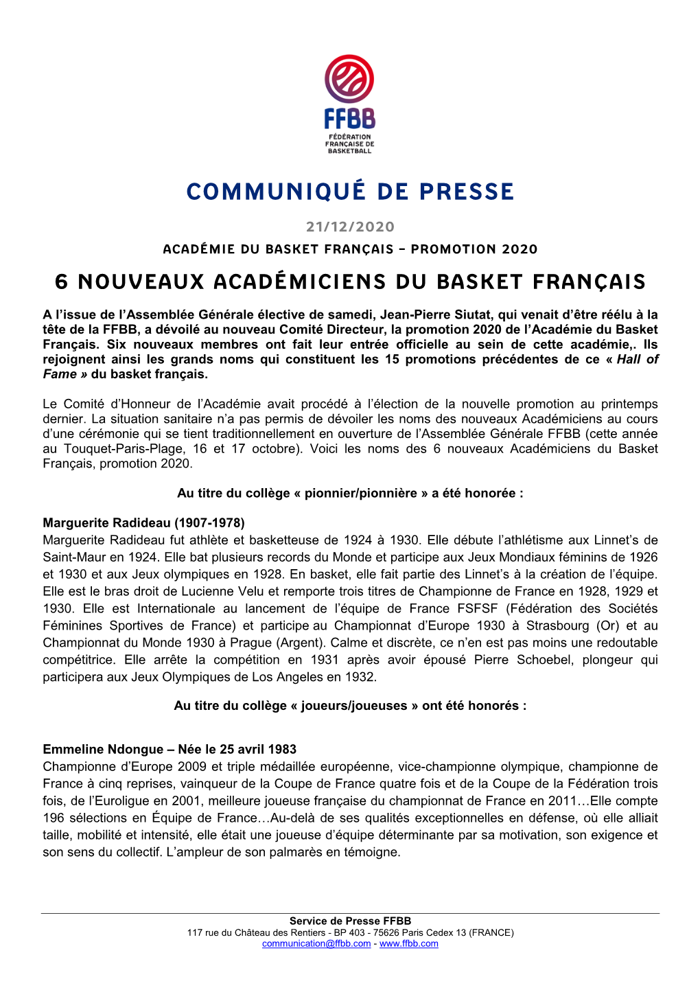 Communiqué De Presse